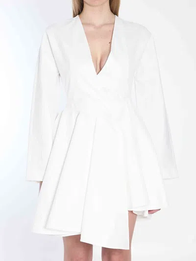 Alaïa Womens Spiral-belt Pleated Cotton-poplin Mini Dress Blanc In White