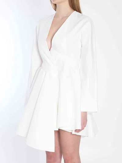 Alaïa Womens Spiral-belt Pleated Cotton-poplin Mini Dress Blanc In White
