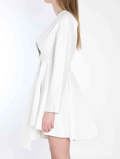 Alaïa Womens Spiral-belt Pleated Cotton-poplin Mini Dress Blanc In White
