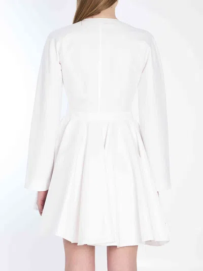 Alaïa Womens Spiral-belt Pleated Cotton-poplin Mini Dress Blanc In White