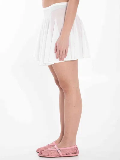 Alaïa Women White Fine Knit Skater Mini Skirt In White