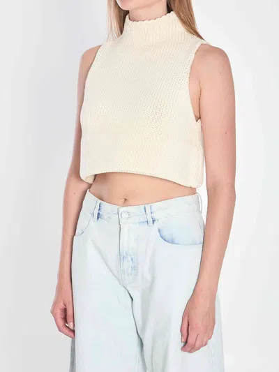 Alaïa Folded Hem Chunky Sleeveless Top In White