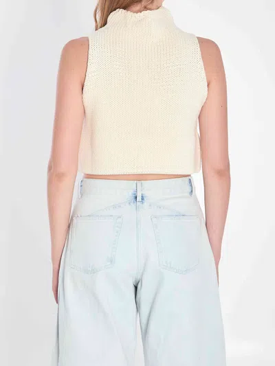 Alaïa Folded Hem Chunky Sleeveless Top In White