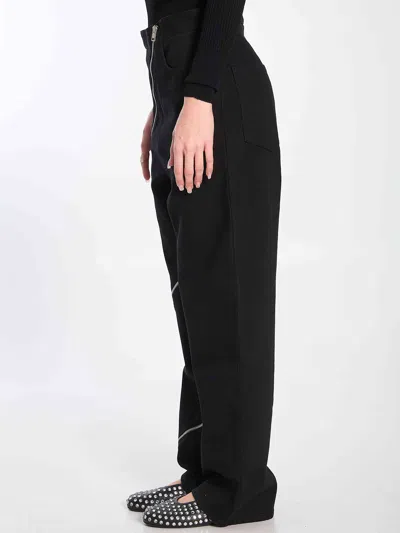 Alaïa Womens Noir Alaia Spiral Two-patch-pockets Wide-leg High-rise Denim-blend Trousers