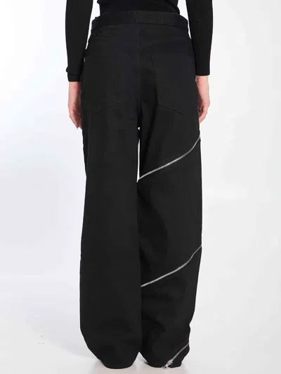Alaïa Womens Noir Alaia Spiral Two-patch-pockets Wide-leg High-rise Denim-blend Trousers