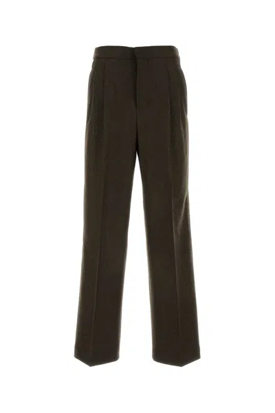 Ami Alexandre Mattiussi Wool Pant With Pleated Front And Belt Loops In Brown