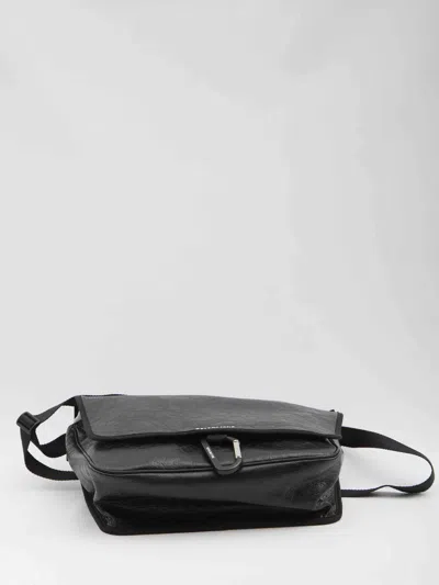 Balenciaga Explorer Leather Messenger Bag In Black