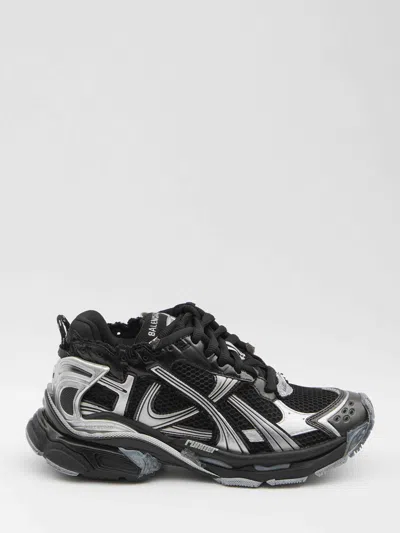 Balenciaga Mesh Runner Sneakers Embossed Size In Black