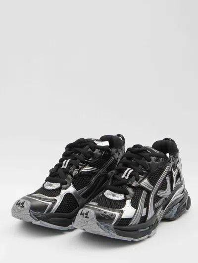 Balenciaga Mesh Runner Sneakers Embossed Size In Black