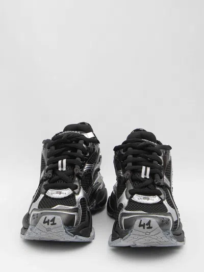 Balenciaga Mesh Runner Sneakers Embossed Size In Black