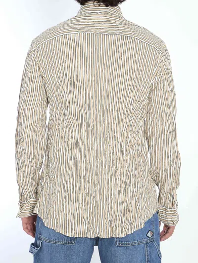 Bottega Veneta Striped Pattern Crinkled Cotton Shirt