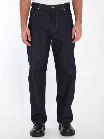 Bottega Veneta Men Indigo Wide Leg Jeans In Black