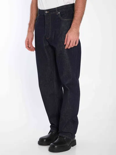Bottega Veneta Men Indigo Wide Leg Jeans In Black