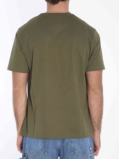 Bottega Veneta Green Crewneck T-shirt With Mushroom Embroidery On The Front In Cotton Man In Green