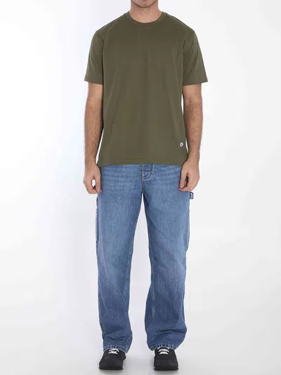 Bottega Veneta Green Crewneck T-shirt With Mushroom Embroidery On The Front In Cotton Man In Green