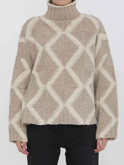 Bottega Veneta Argyle Intarsia-knit Wool Turtleneck Sweater