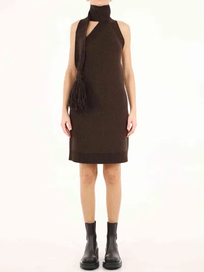 Bottega Veneta Brown One Shoulder Dress