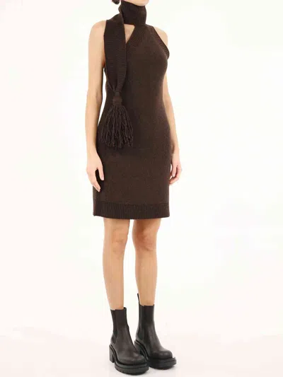 Bottega Veneta Brown One Shoulder Dress
