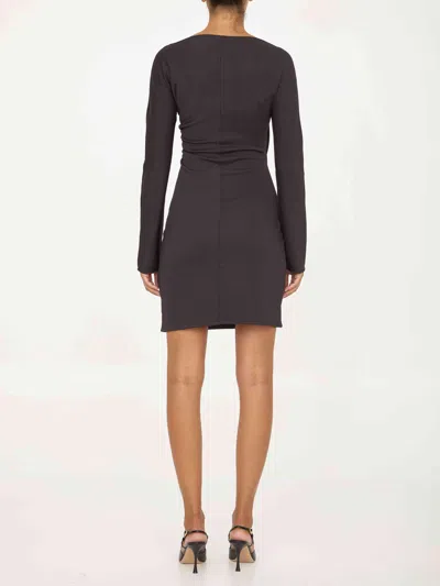Bottega Veneta Mini Dark Brown With Front Cross-over In Fluid Viscose Woman In Brown