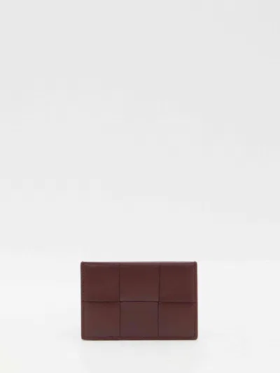 Bottega Veneta Women Burgundy Leather Cardholder