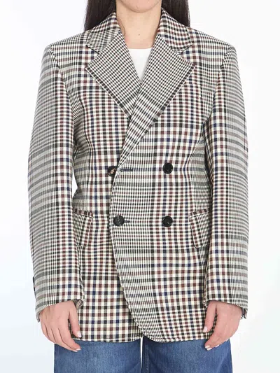Bottega Veneta Double-breasted Blazer With Structured Cotton Blend In Yellow