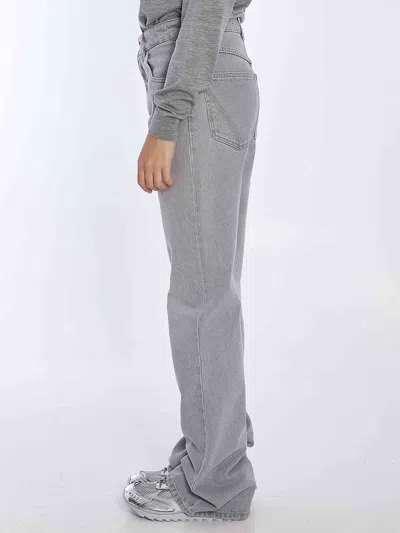 Bottega Veneta Light Grey Flared Jeans In Gold