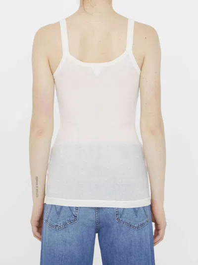 Bottega Veneta Ribbed Cotton Sleeveless Slim Fit Top In White