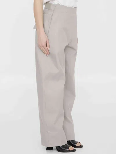 Bottega Veneta Sailor Mid-rise Wide-leg Trousers In Gray