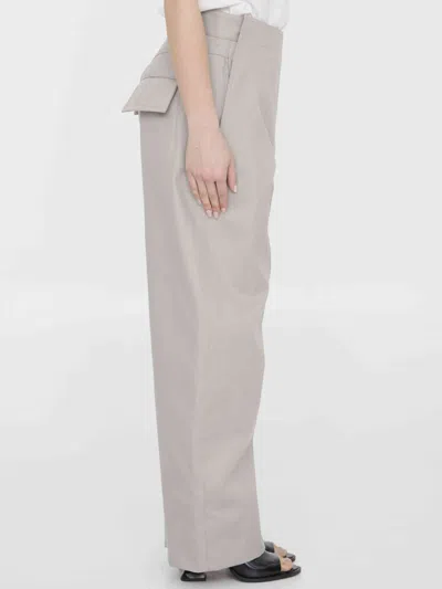 Bottega Veneta Sailor Mid-rise Wide-leg Trousers In Gray