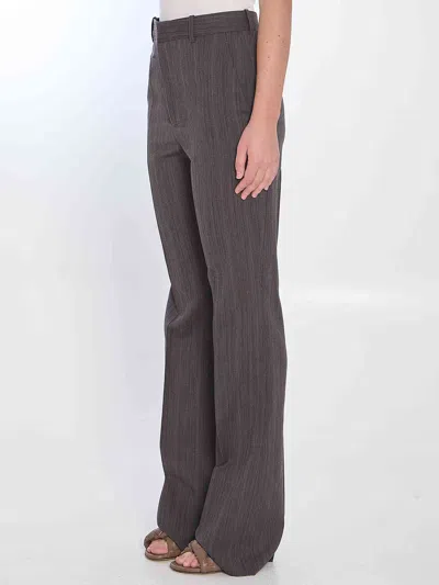 Bottega Veneta Wool Trousers With Thin Stripes In Brown