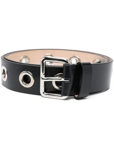 Alexander Mcqueen Alexander Mc Queen Eyelets Leather Belt In Black