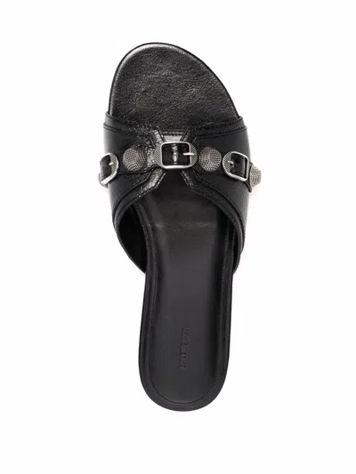 Balenciaga 10mm Cagole Leather Sandals In Black