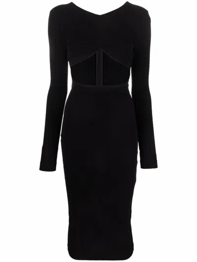 Dsquared2 Cut-out Pencil Midi Dress With Fitted Silhouette In Black