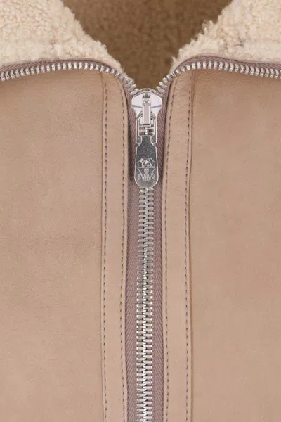 Brunello Cucinelli Bomber Jacket With Shearling Collar And Ribbed Finish In Brown