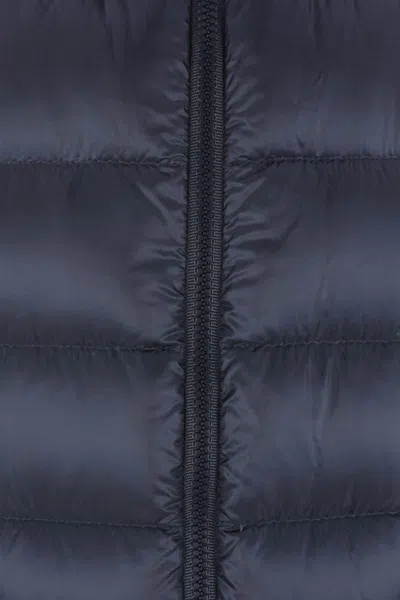 Herno Quilted Hooded Sleeveless Vest Pockets In Blue