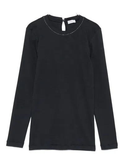 Brunello Cucinelli Women Cotton Crewneck Sweater In Black