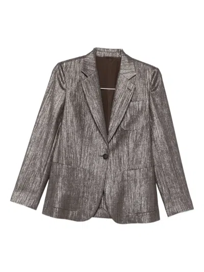 Brunello Cucinelli Metallic Single-breasted Blazer In Silver