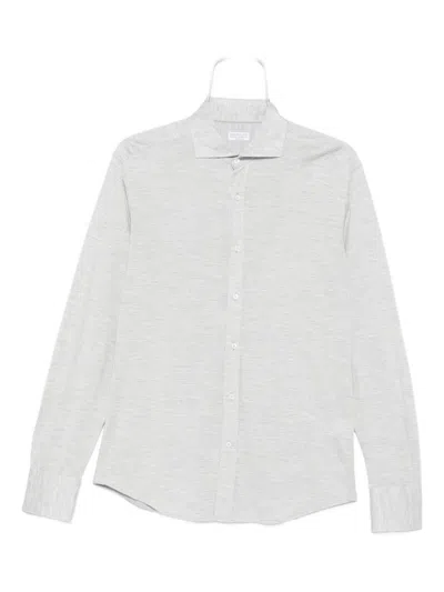 Brunello Cucinelli Men Silk And Cotton Blend Shirt In White