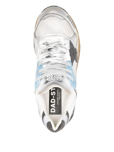 Golden Goose Dad-star Sneakers In Mesh And Laminated Leather Color Grey And Blackrunning