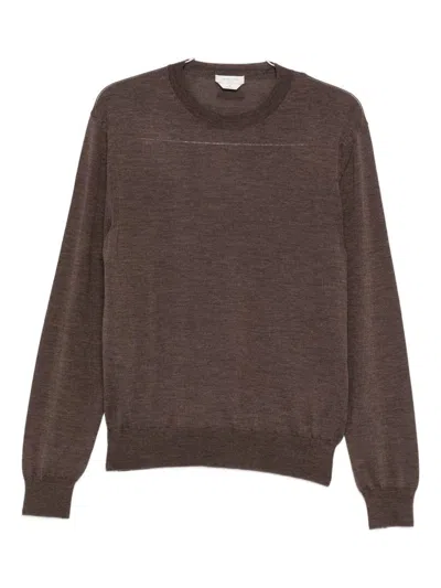 Jacob Cohen Men Wool And Silk Crewneck Sweater In Brown