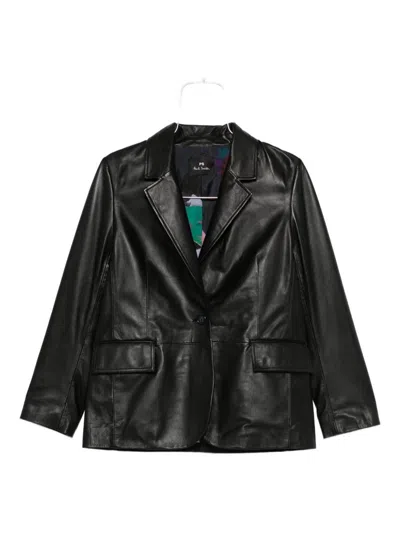 Ps By Paul Smith Ps Paul Smith Leather Jacket In Black