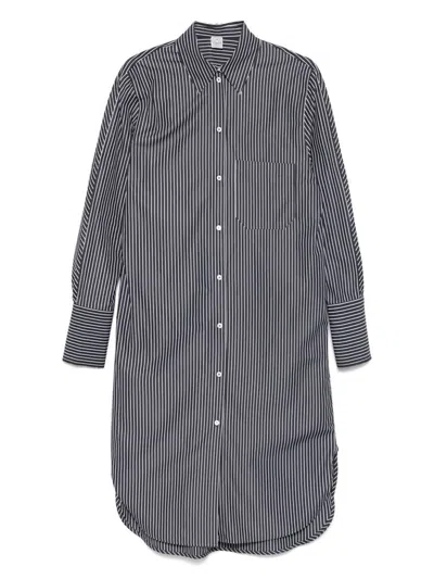 Totême Striped Shirtdress Cotton Chest Pocket Detail In Gray