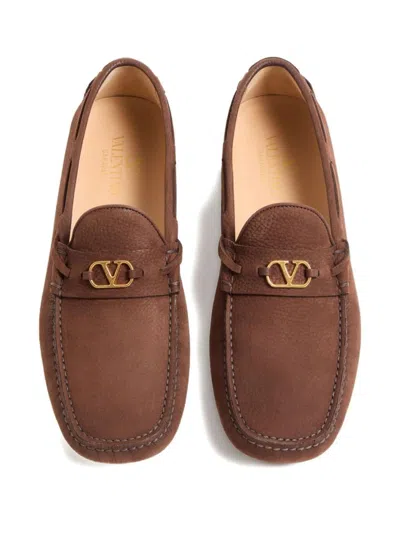 Valentino Loafers With Rubber Sole And Topstitching