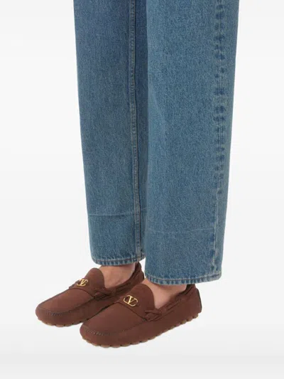Valentino Loafers With Rubber Sole And Topstitching