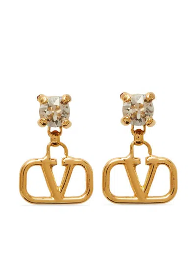 Valentino Gemstone Accent Stud Earrings With Gold-tone Finish