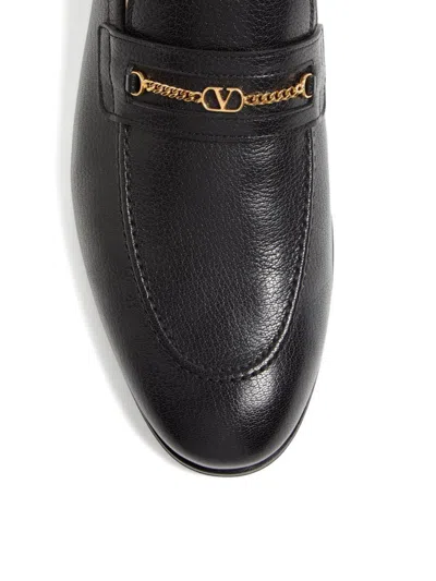 Valentino Garavani Men Vlogo Signautre Leather Loafers In Black