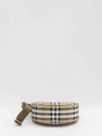 Burberry Curved Shoulder Bag With Classic Check Pattern And Gold-tone Hardware In Multi