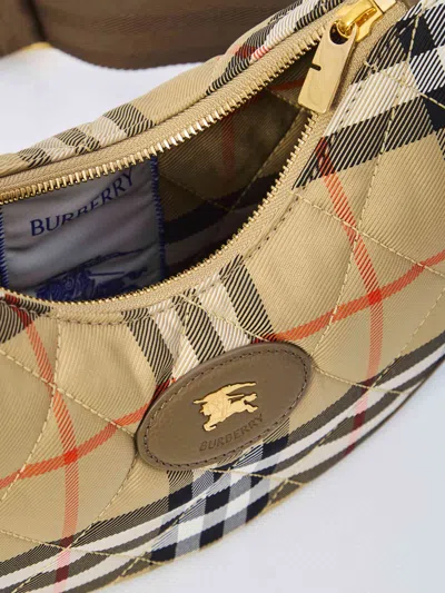 Burberry Curved Shoulder Bag With Classic Check Pattern And Gold-tone Hardware In Multi