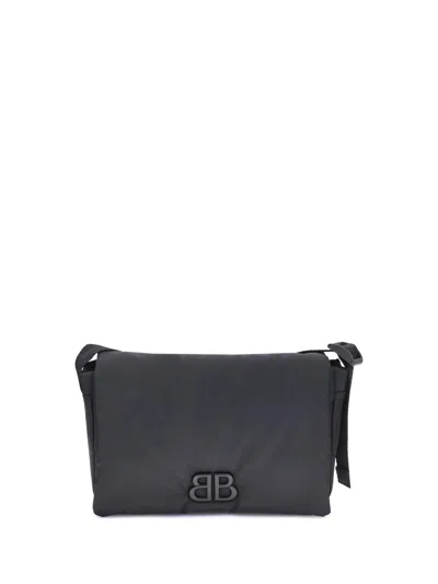 Balenciaga Black Nylon Small Monaco Crossbody Bag In Black