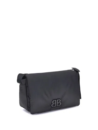 Balenciaga Black Nylon Small Monaco Crossbody Bag In Black